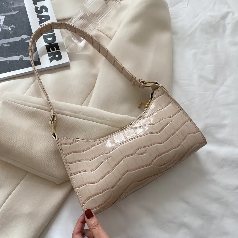 Women's small square PU underarm bag in multiple colours including leopard print, beige, and black.