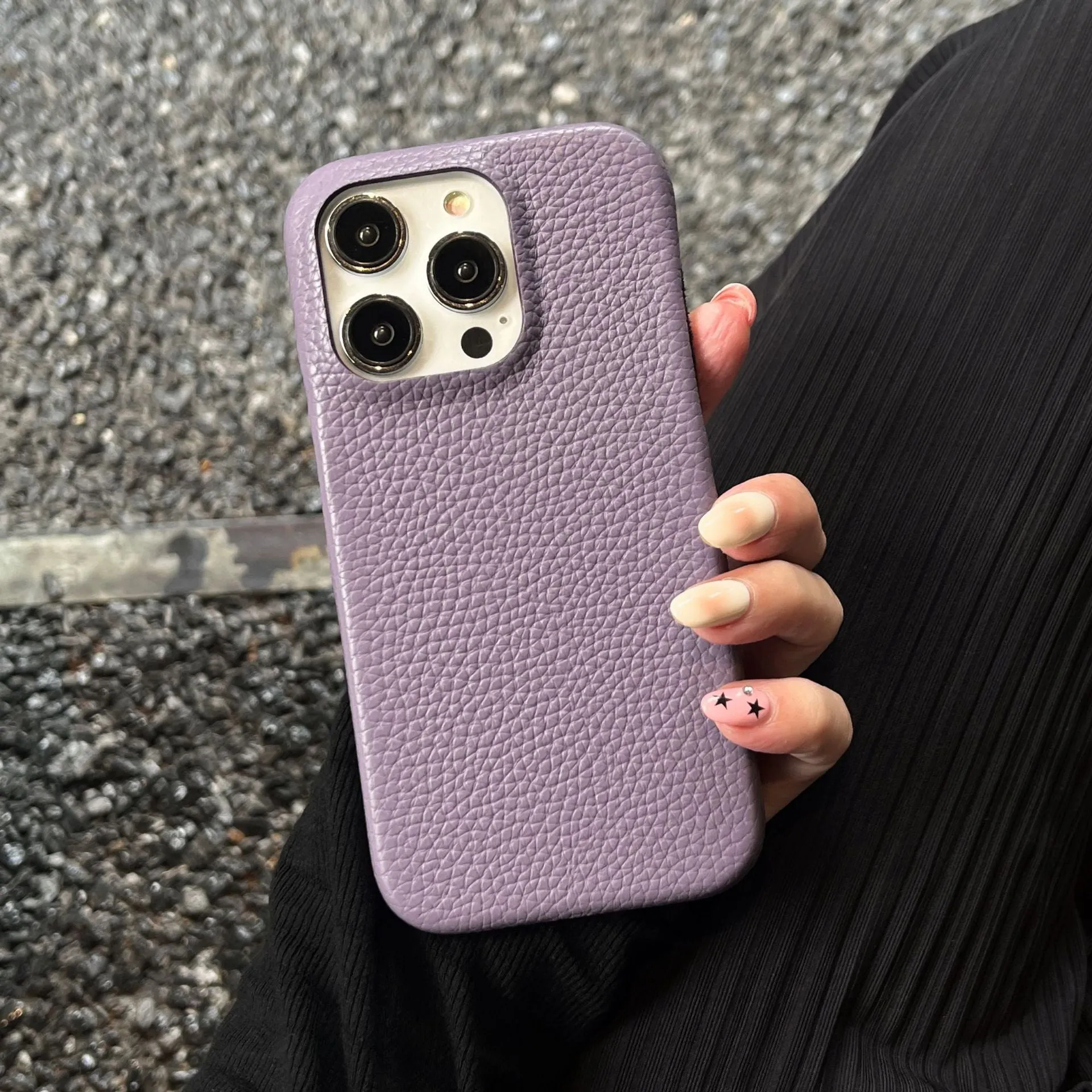 Solid colour leather phone case for Apple iPhone – caramel colour with slim profile and leather texture