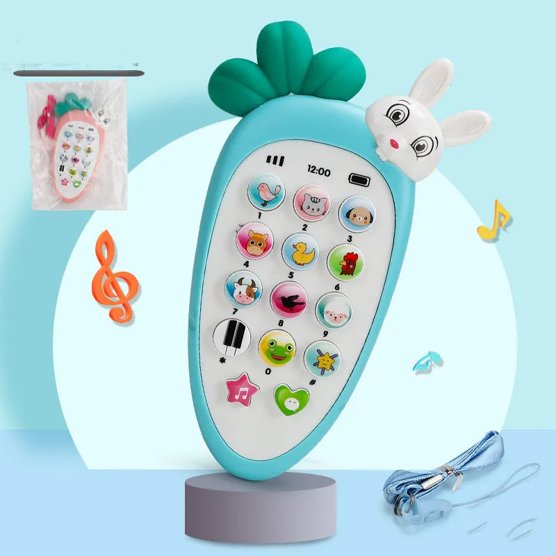Baby electronic toy phone in bright colours with buttons that produce different sounds