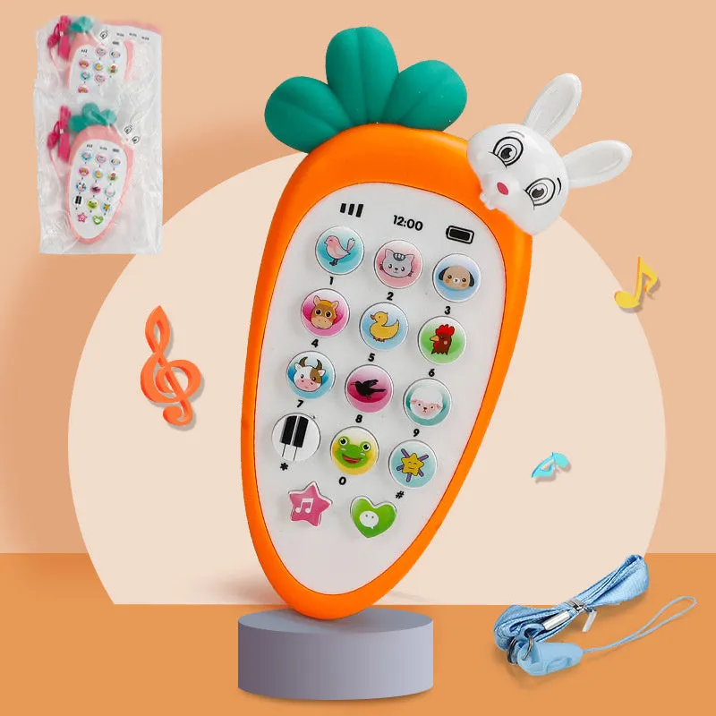 Baby electronic toy phone in bright colours with buttons that produce different sounds