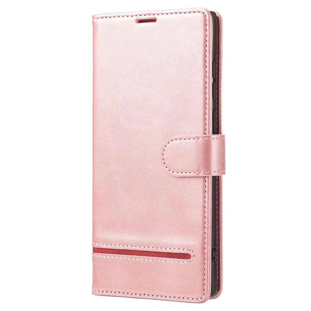 Business pure colour flip phone case with card slot holder, polyurethane leather, available for Samsung and Apple models