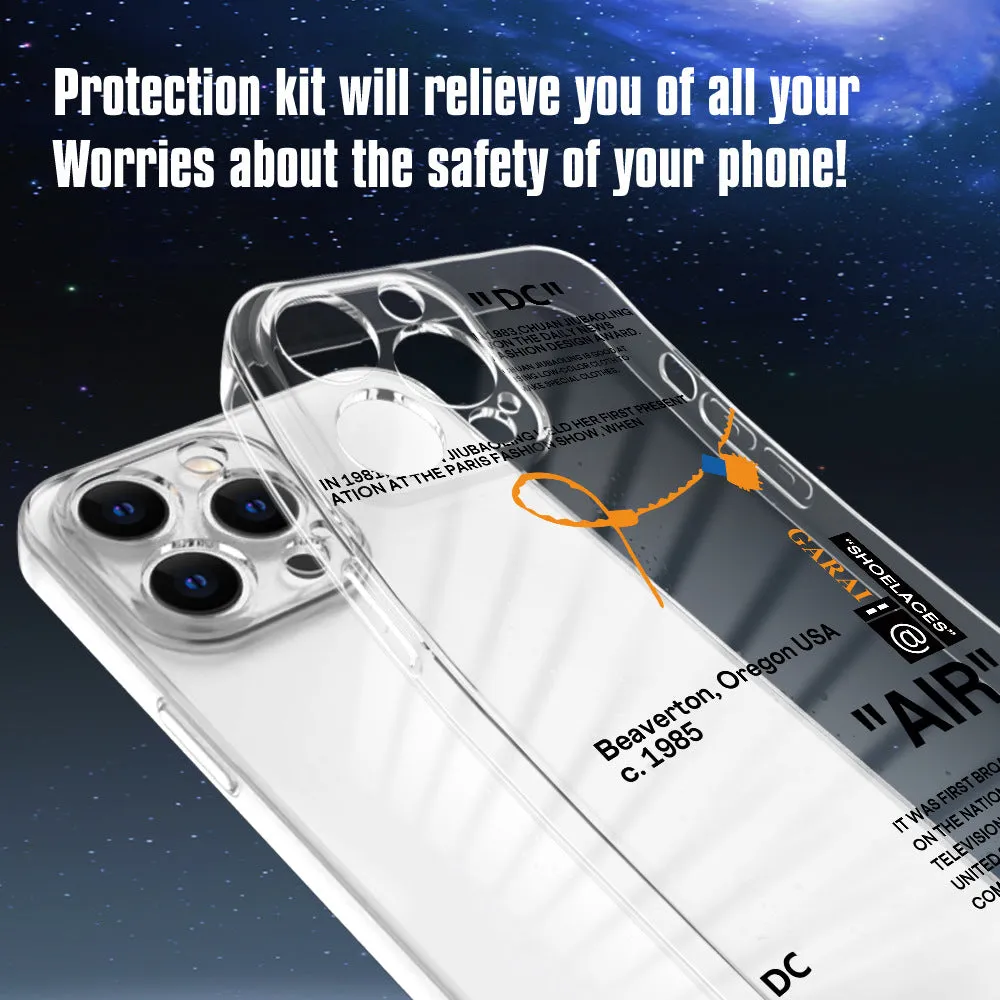 Transparent TPU phone case with monster English letters print for Apple iPhone, all-inclusive lens cover