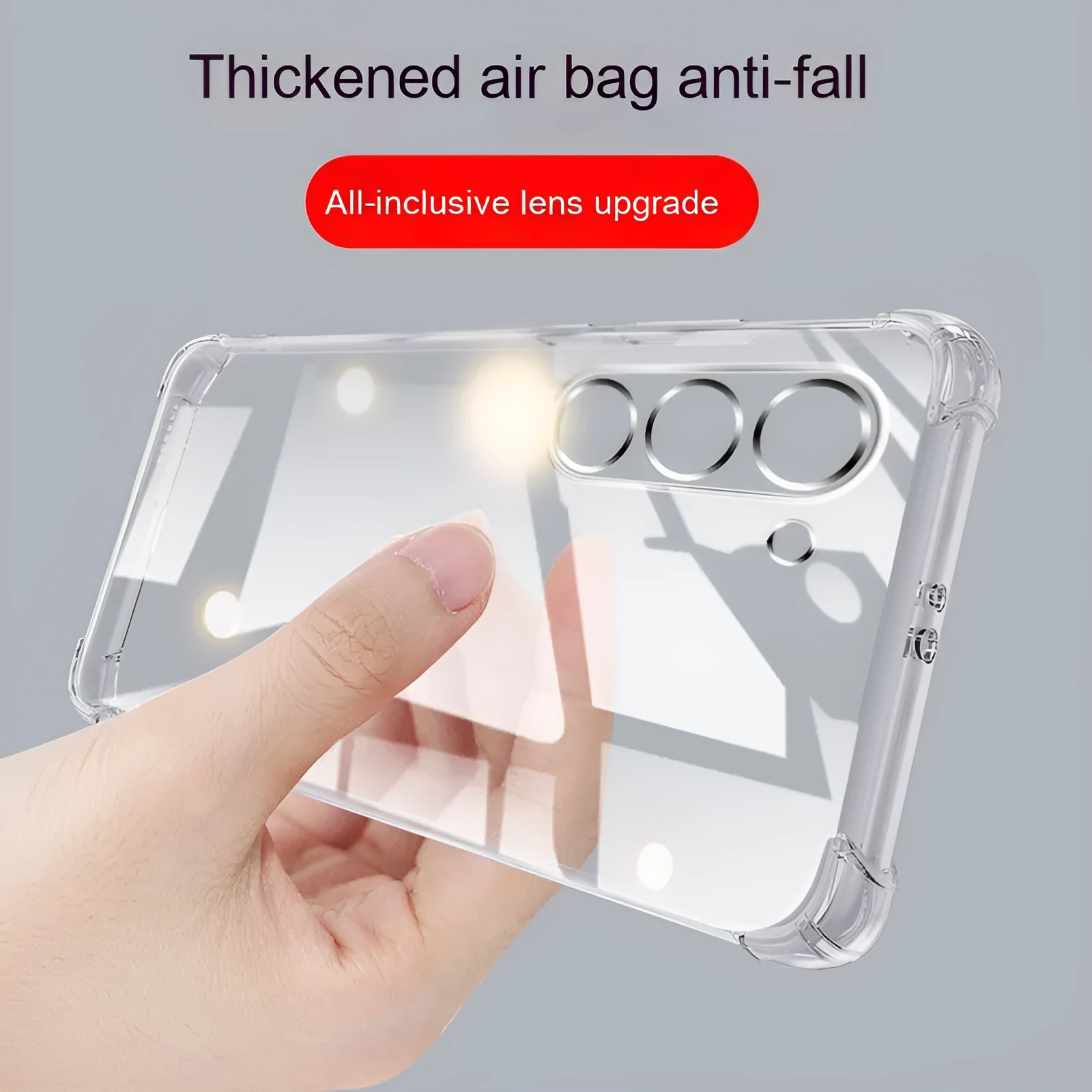 Transparent TPU phone case for Samsung Galaxy S23 with four-corner airbag protection