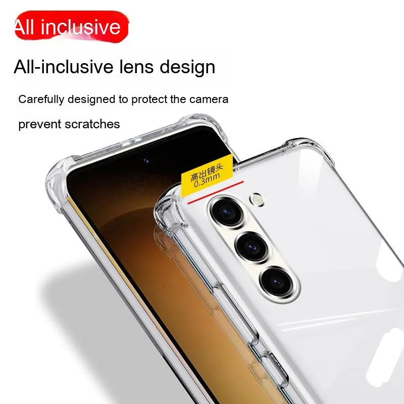 Transparent TPU phone case for Samsung Galaxy S23 with four-corner airbag protection