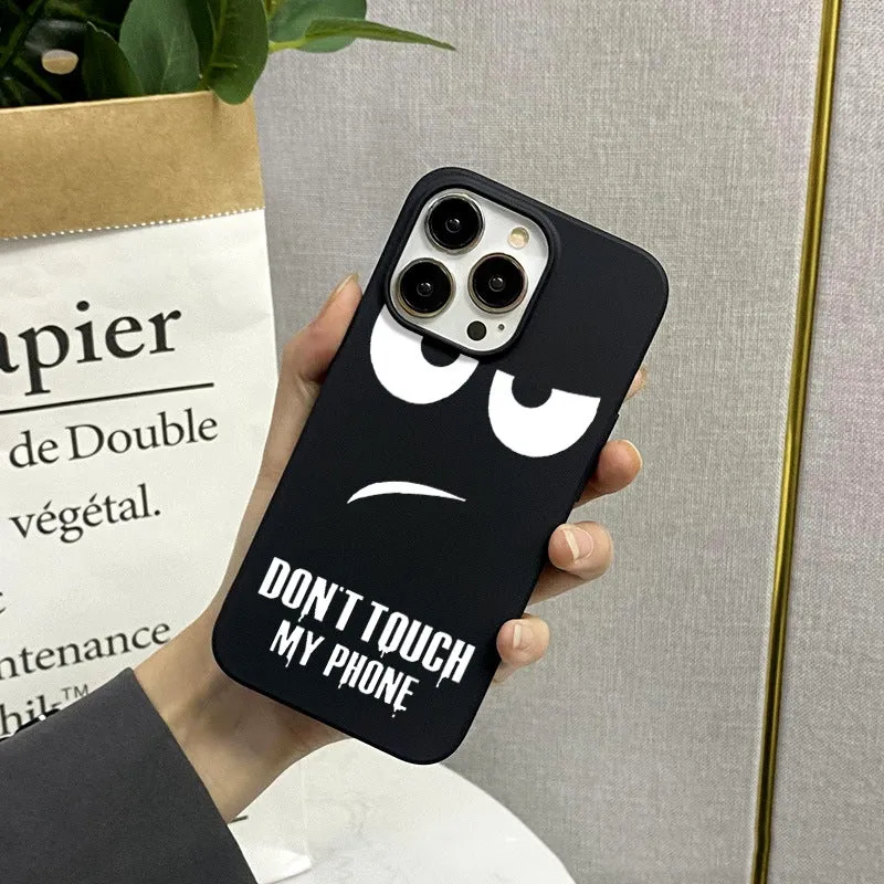 Matte black simple silicone TPU phone case back cover for iPhone on a plain background