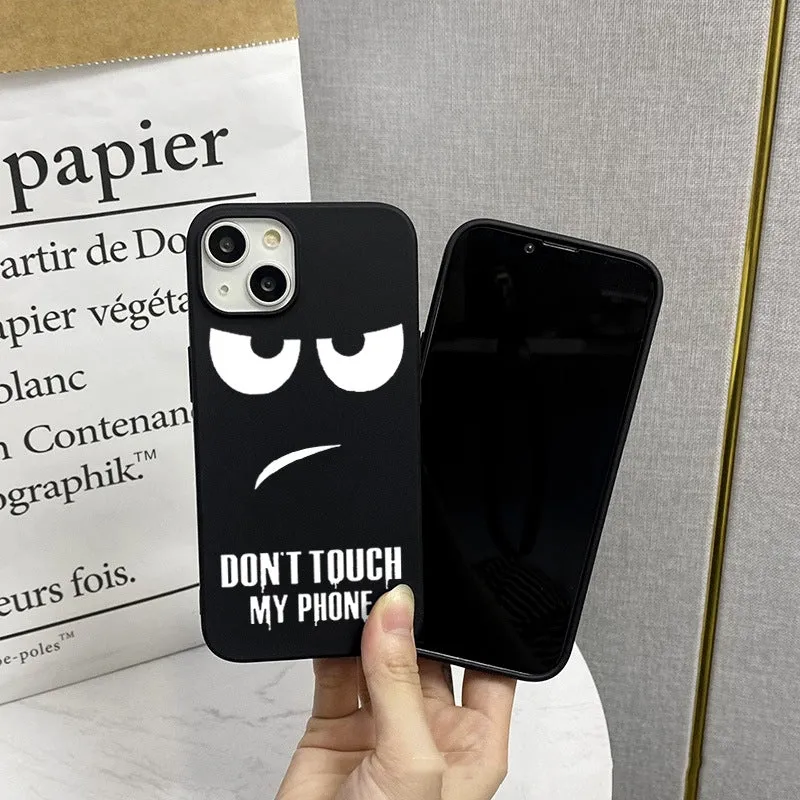 Matte black simple silicone TPU phone case back cover for iPhone on a plain background