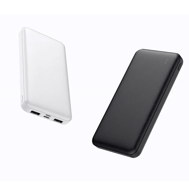 Small light show cloth pattern mobile power supply in black and white, plastic shell with compact size