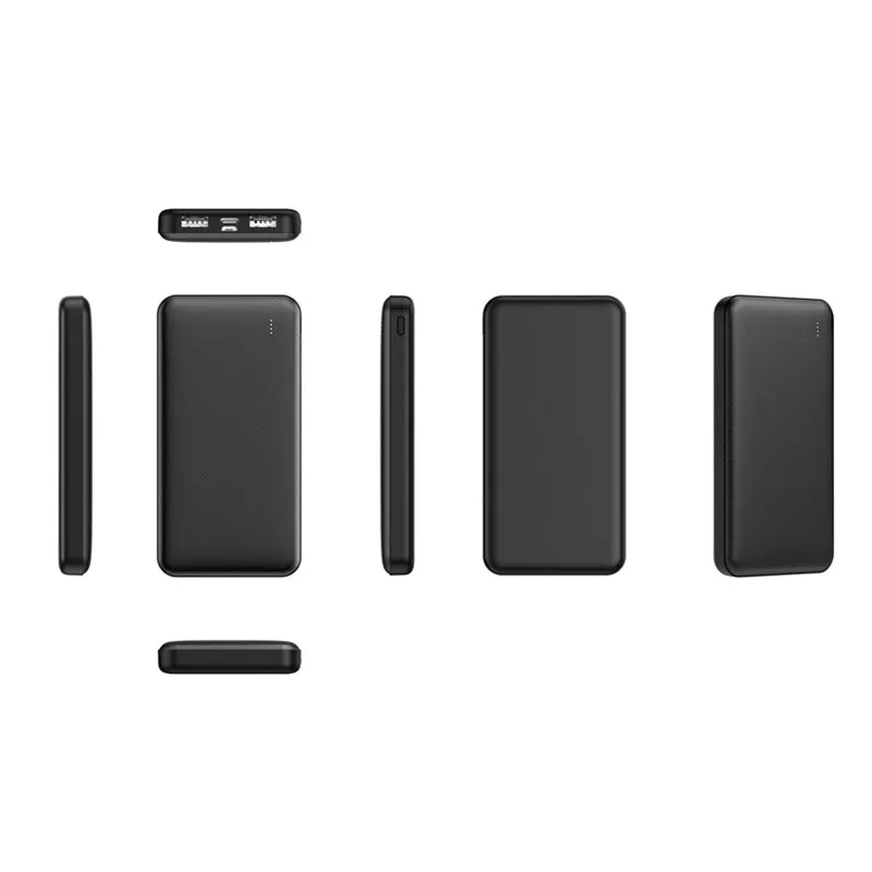 Small light show cloth pattern mobile power supply in black and white, plastic shell with compact size