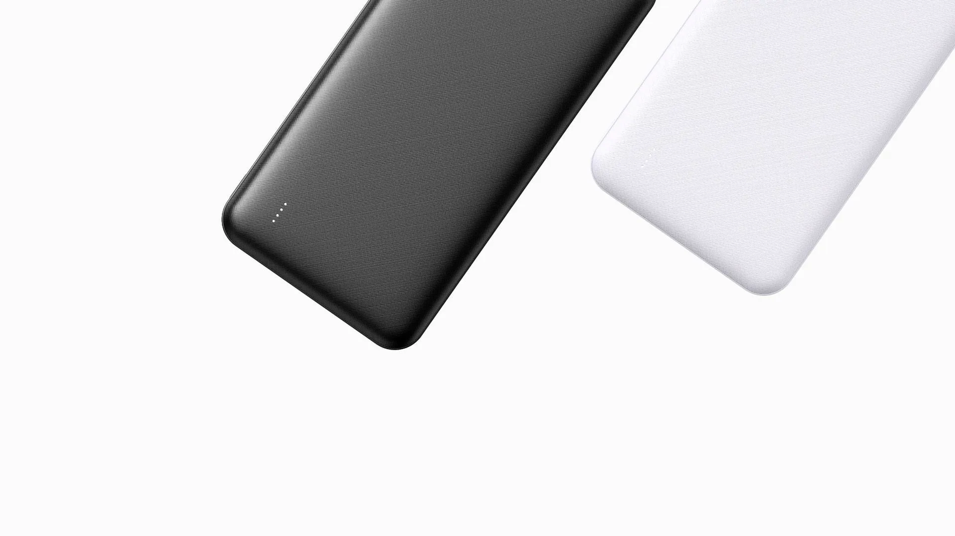 Small light show cloth pattern mobile power supply in black and white, plastic shell with compact size