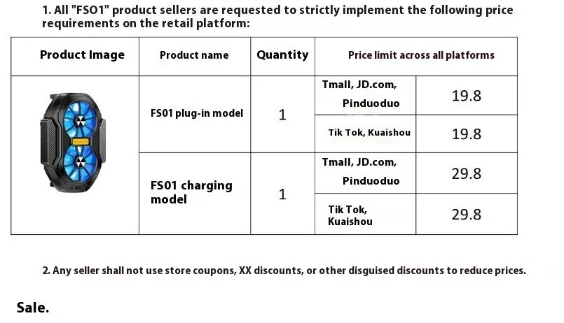 FS01 Twin Fan Air-cooled Charging Mobile Phone Radiator with built-in battery and adjustable clamp on a smartphone