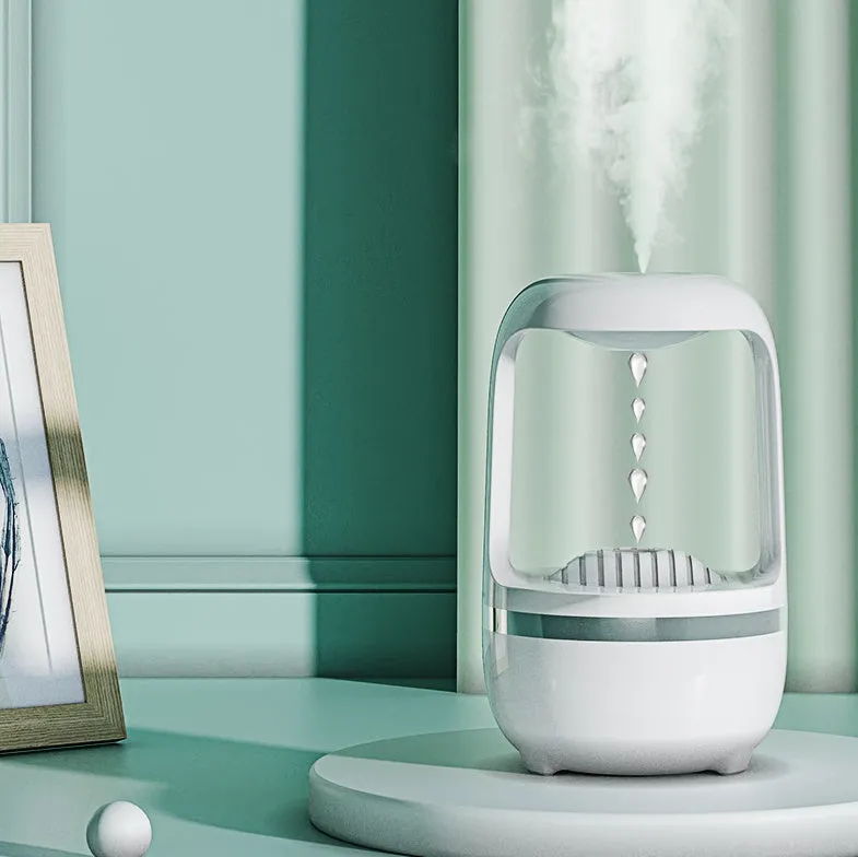 Anti-gravity humidifier with water drop backflow circulation and 500ml capacity for bedroom or office use