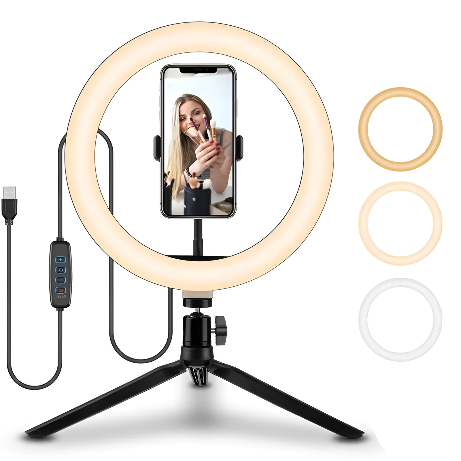 10-inch smartphone ring light with metal bracket for photography and video