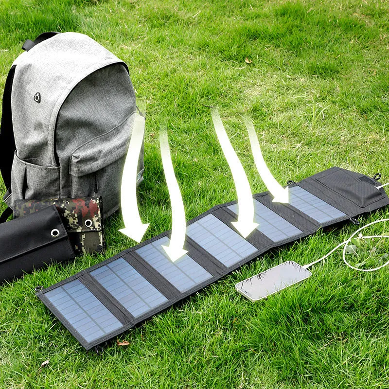 30W solar charging board folding bag portable USB panel with carabiner clips for outdoor camping