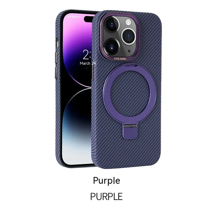 Graphite black carbon fiber phone case with integrated bracket for Apple iPhone 15 Pro Max