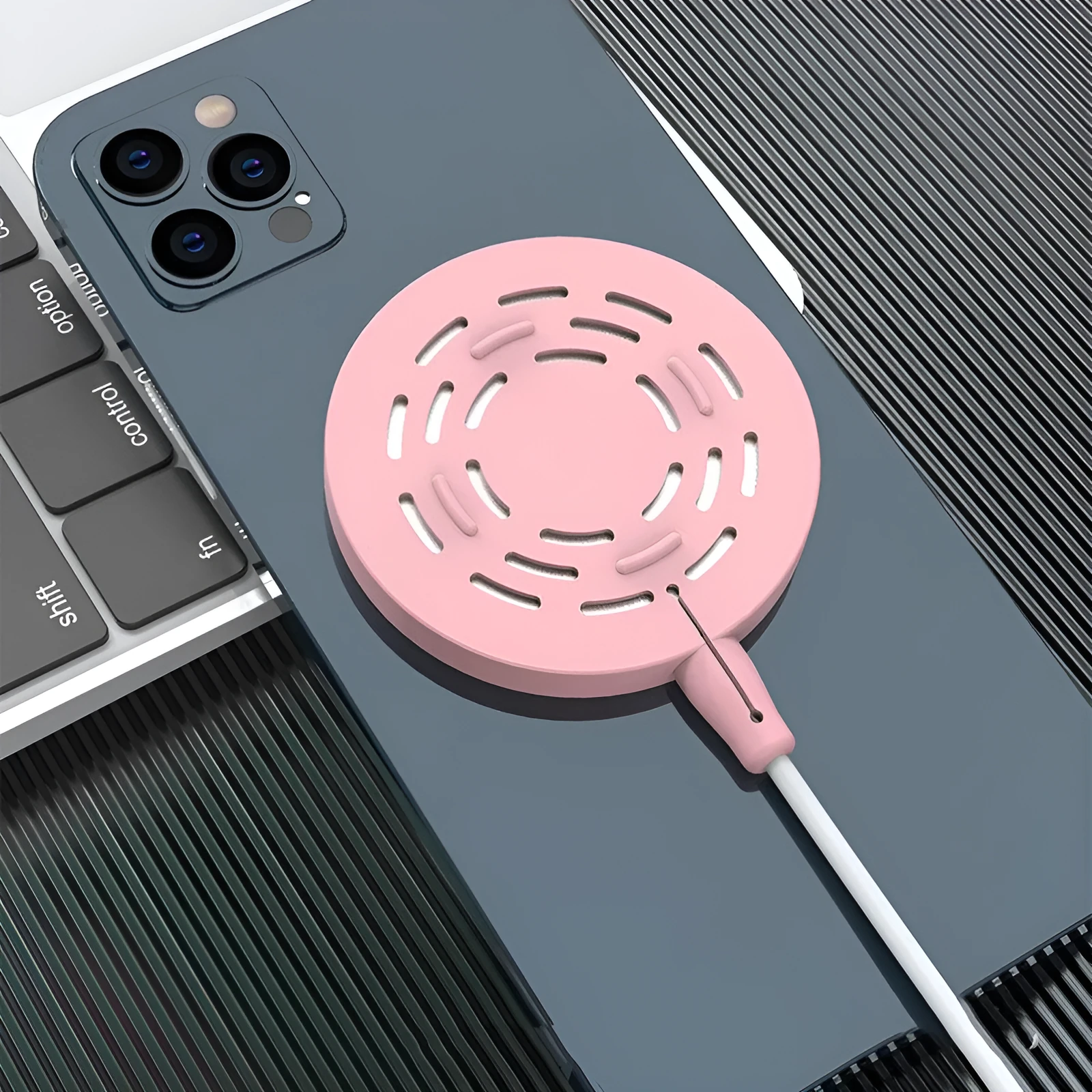 Silicone protective cover for Magsafe wireless charger in black, shockproof anti-fall design