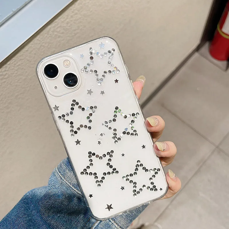 Rhinestone black XINGX epoxy soft phone case for iPhone with protective cover