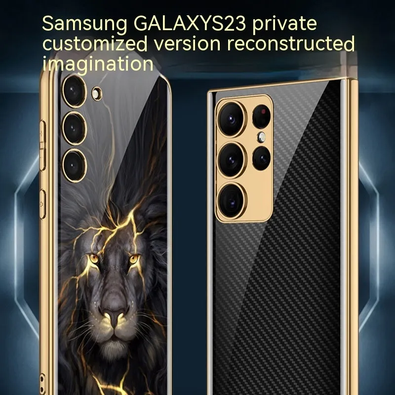 Samsung S22 Plus soft edge electroplated glass TPU phone case in gold finish