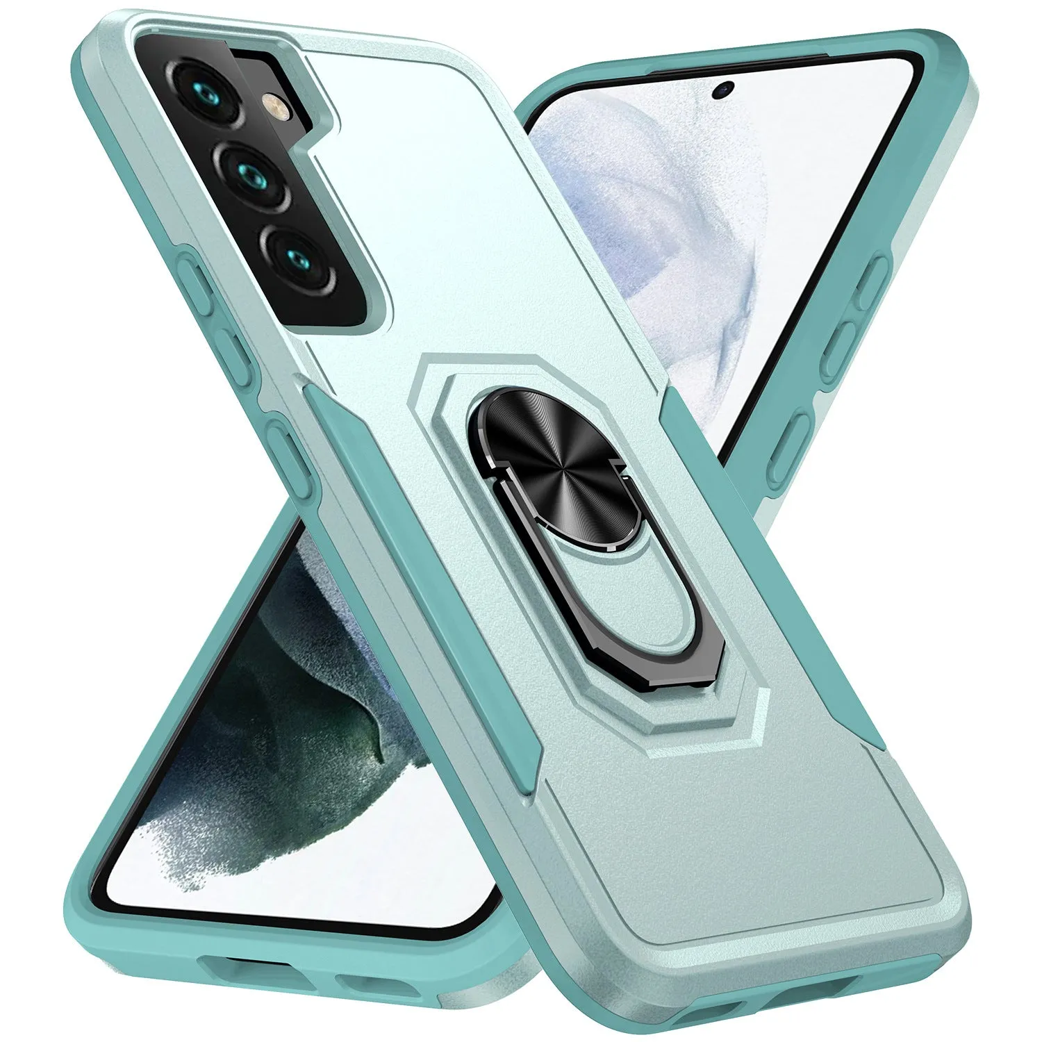Magnetic ring bracket drop-resistant phone case for Samsung A13 5G in black with contrast colour edge
