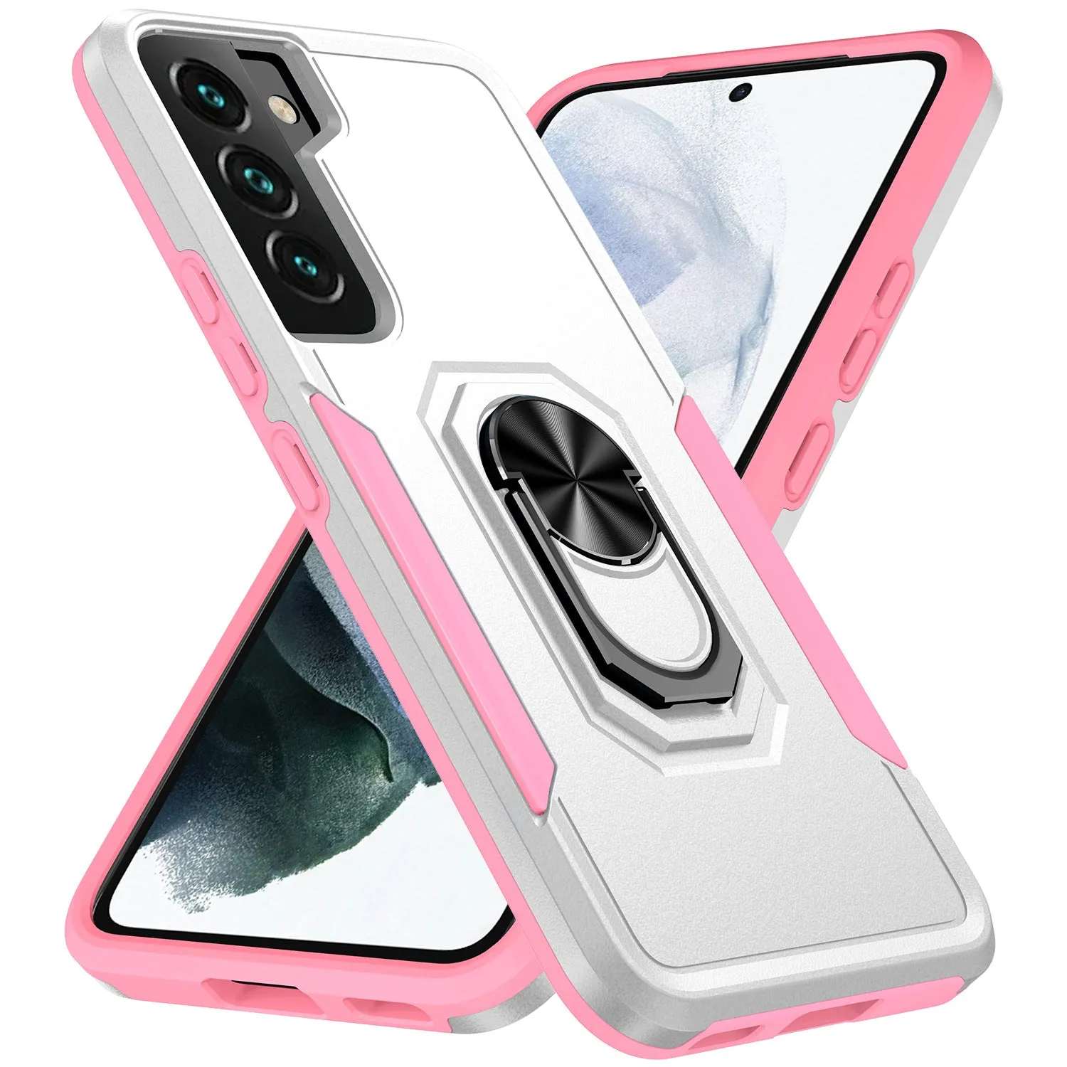 Magnetic ring bracket drop-resistant phone case for Samsung A13 5G in black with contrast colour edge