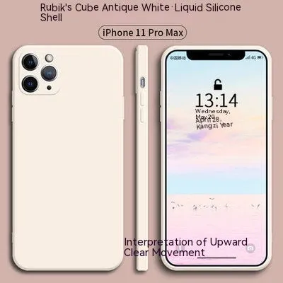 Liquid silicone phone case for iPhone 14 Plus in black with straight edge back cover design