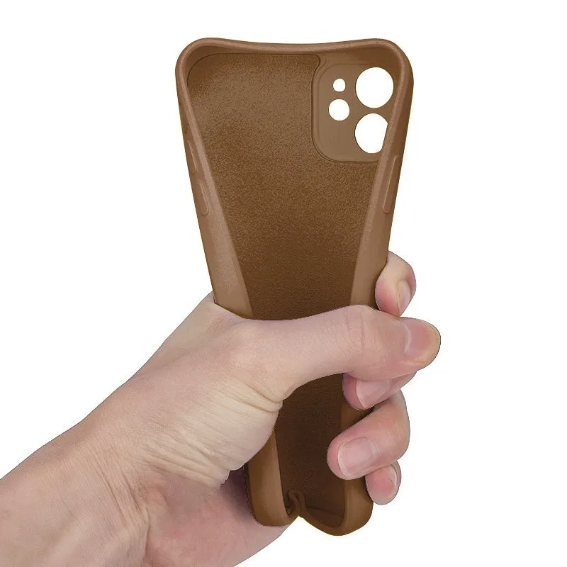 Liquid silicone phone case for iPhone 14 Plus in black with straight edge back cover design