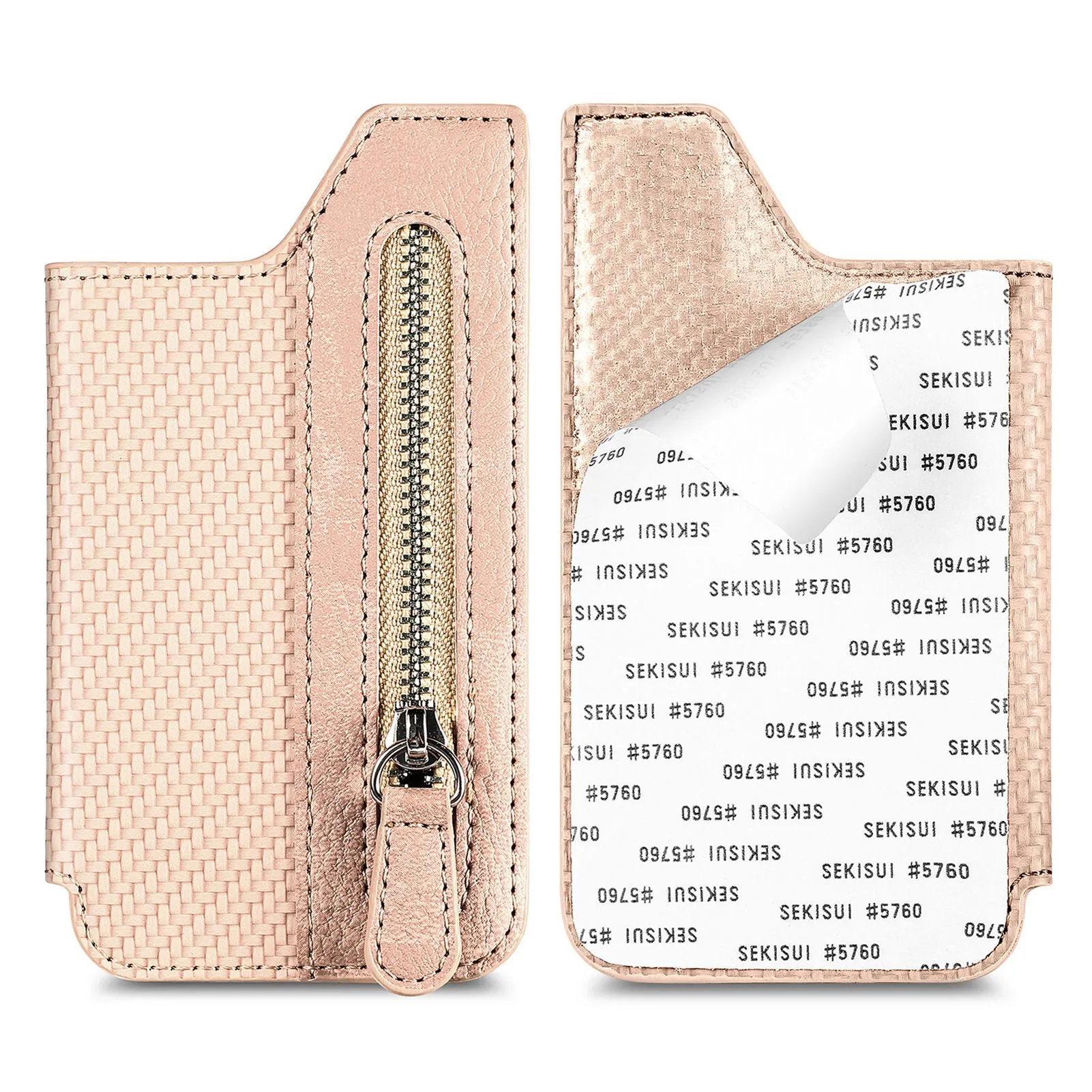 All-inclusive phone case with transparent TPU lens, PU card holder, and striped pattern for iPhone 13 Pro