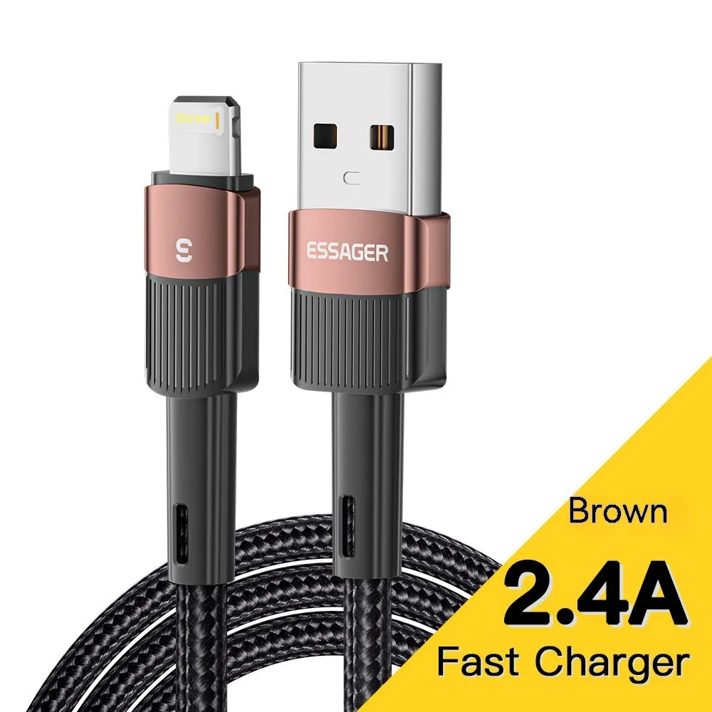 6A super fast charge data cable with aluminium alloy braided thread and Lightning connector in black