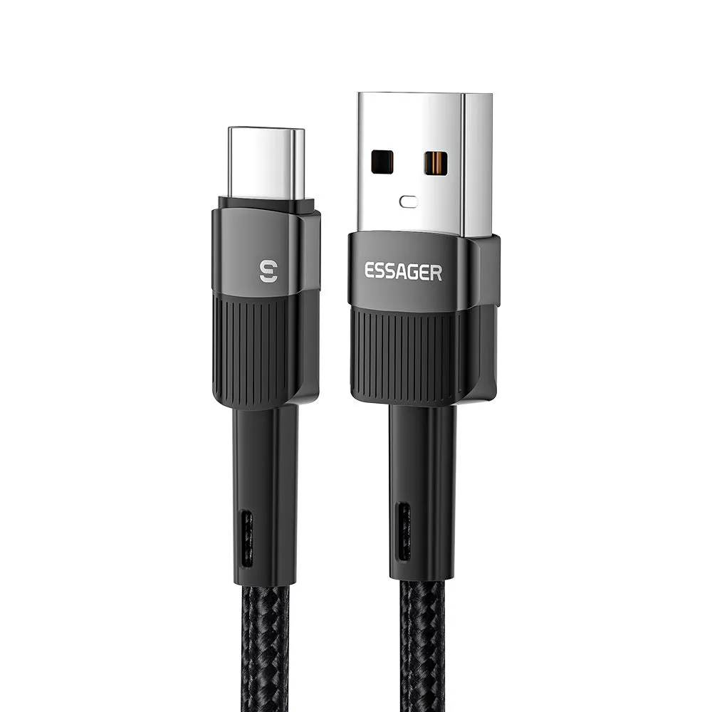 6A super fast charge data cable with aluminium alloy braided thread and Lightning connector in black