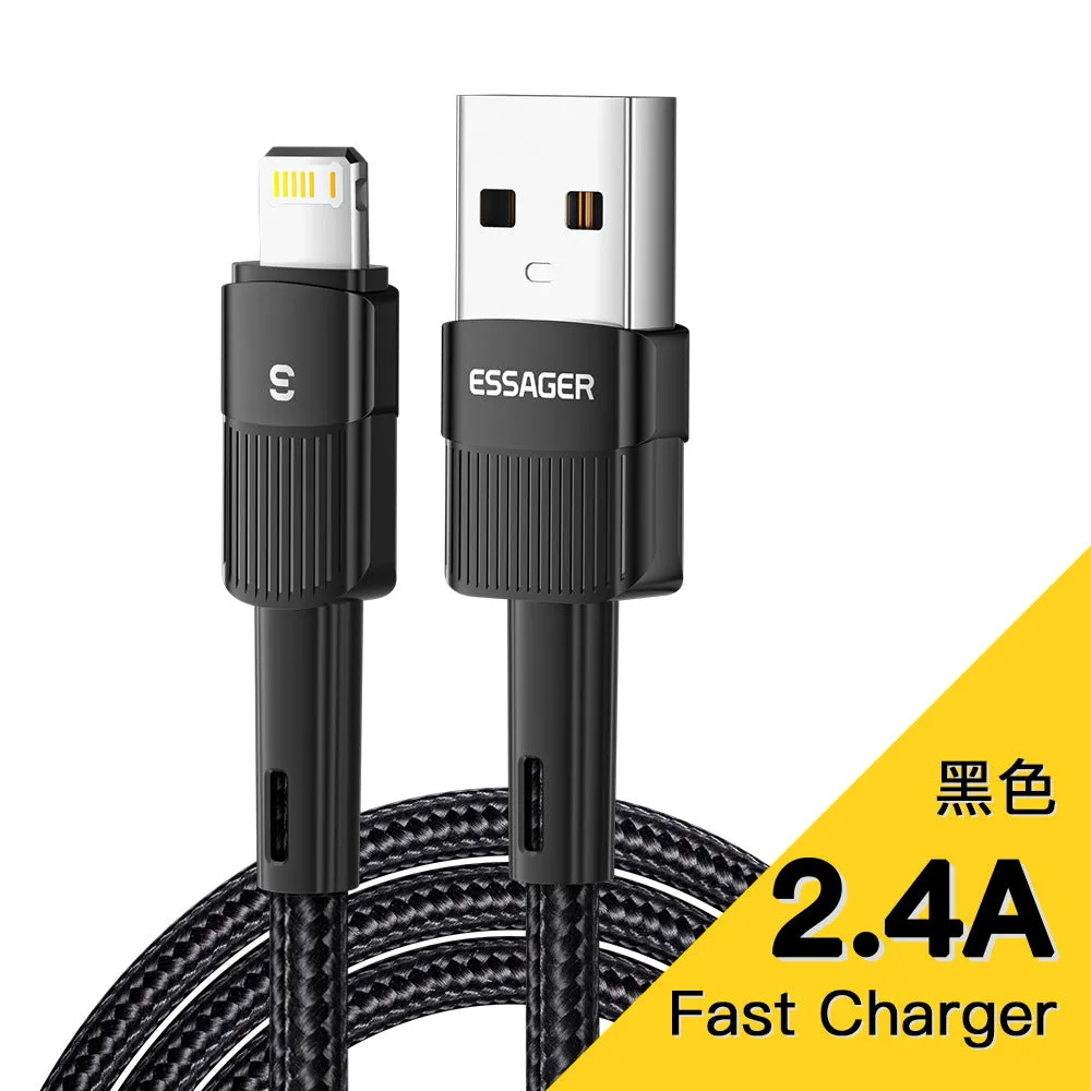 6A super fast charge data cable with aluminium alloy braided thread and Lightning connector in black