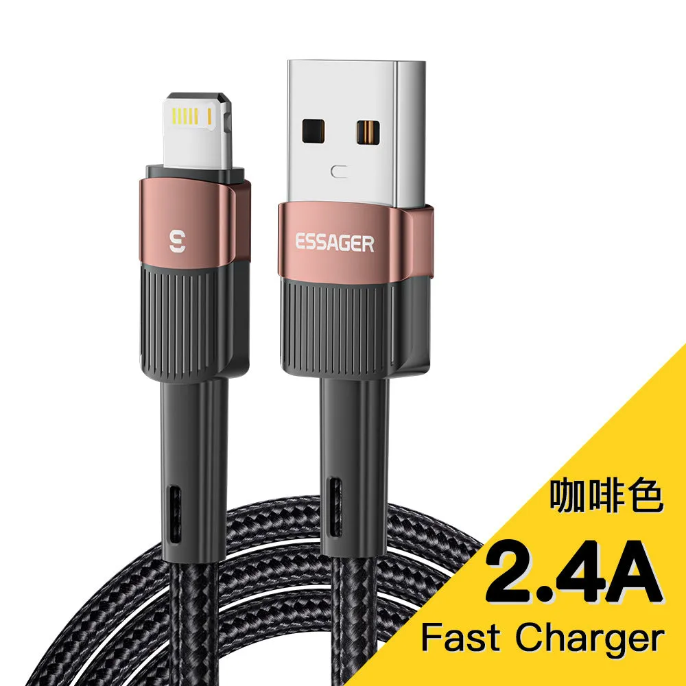 6A super fast charge data cable with aluminium alloy braided thread and Lightning connector in black