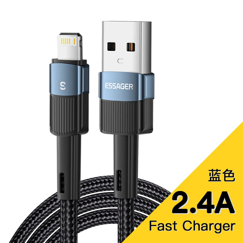 6A super fast charge data cable with aluminium alloy braided thread and Lightning connector in black