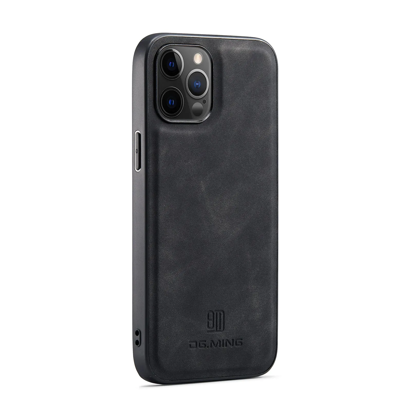 Magnetic card holder phone case for Apple iPhone, handmade PU split protection with magnetic attraction, combination black colour