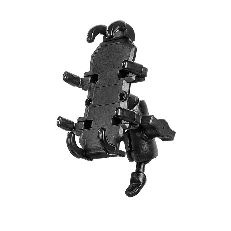 Aluminium alloy motorcycle phone bracket with eight claws and shock-absorbing mirror seat option