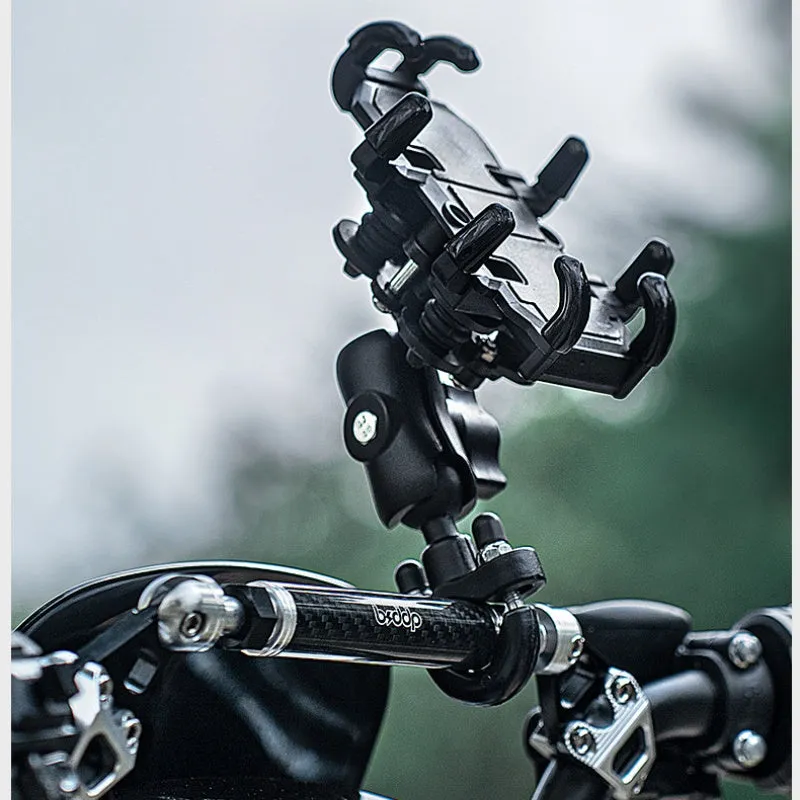 Aluminium alloy motorcycle phone bracket with eight claws and shock-absorbing mirror seat option