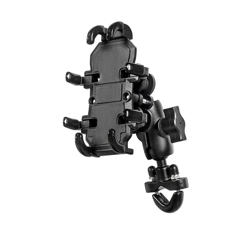 Aluminium alloy motorcycle phone bracket with eight claws and shock-absorbing mirror seat option