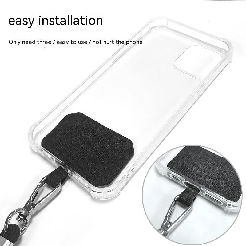 TPU polyester mobile phone back splint lanyard gasket in black, with hand strap, universal fit for phone case