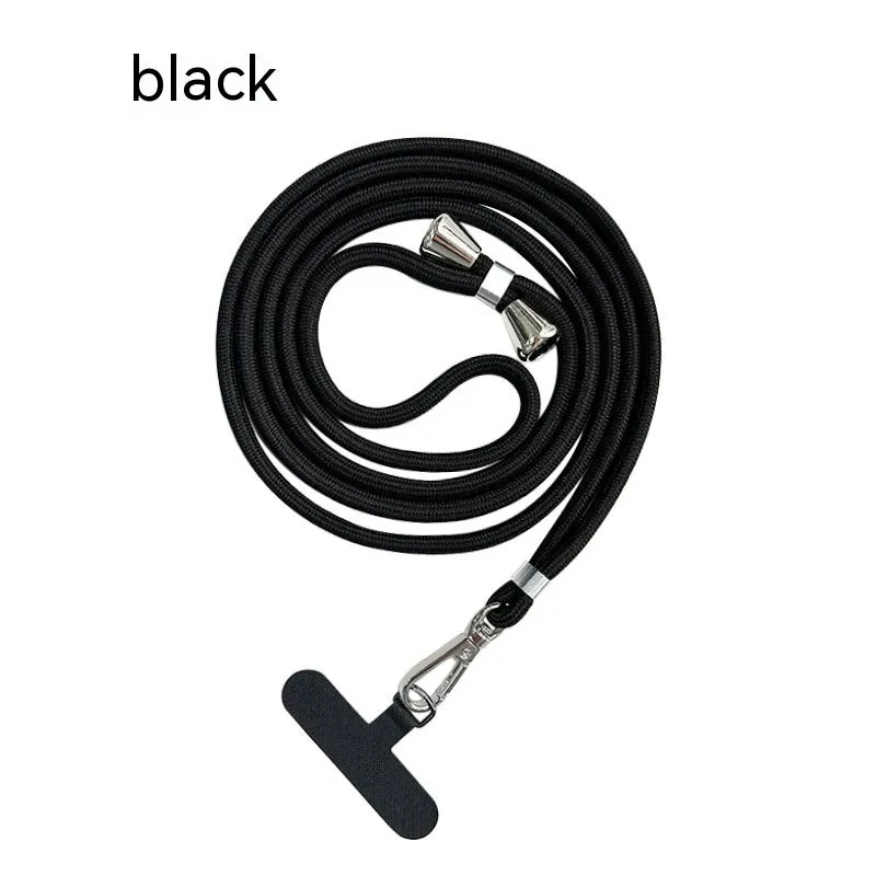 TPU polyester mobile phone back splint lanyard gasket in black, with hand strap, universal fit for phone case