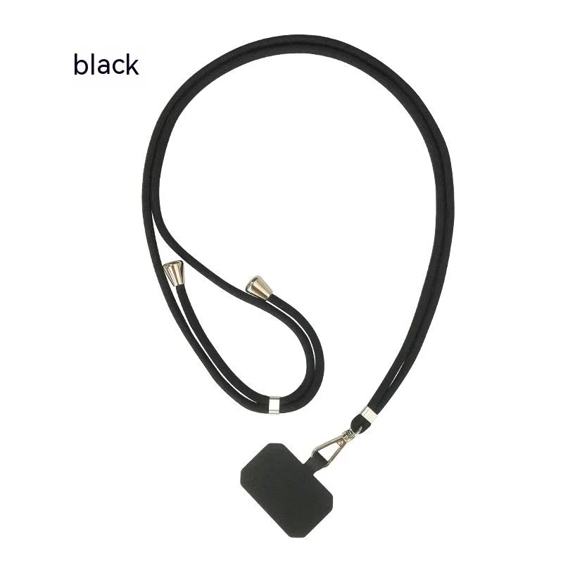 TPU polyester mobile phone back splint lanyard gasket in black, with hand strap, universal fit for phone case