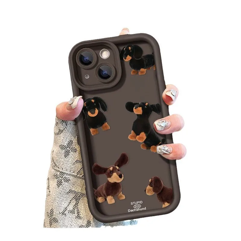 Cream TPU sausage dog phone case shockproof for iPhone 13