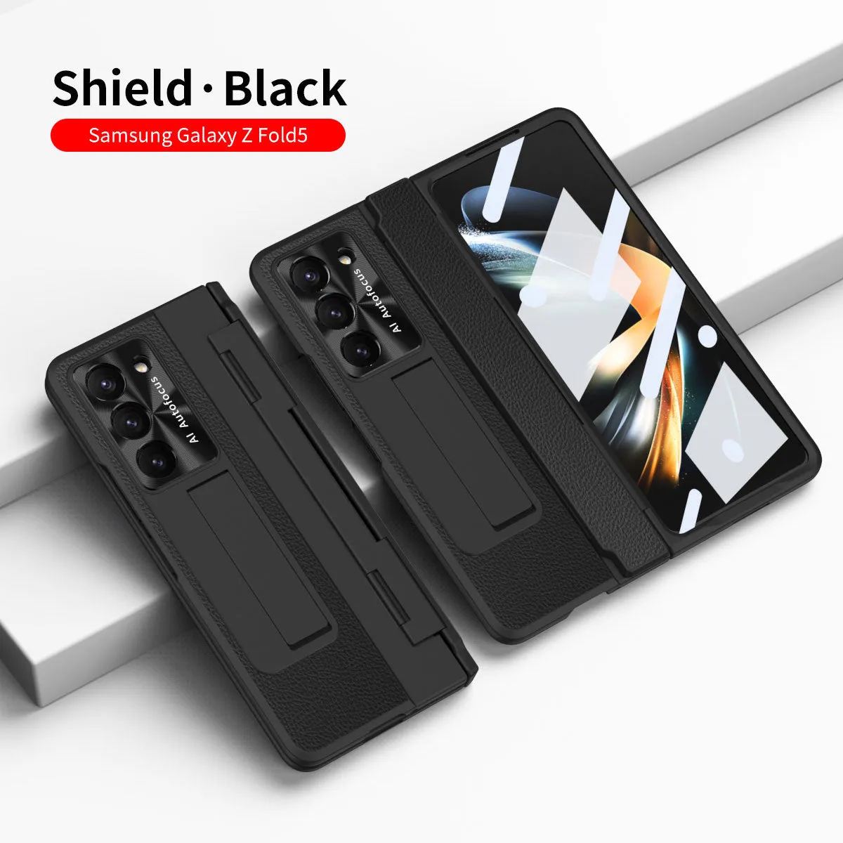Samsung Fold flat hinge plain leather phone case with electroplating finish for FOLD3 FOLD4 FOLD5