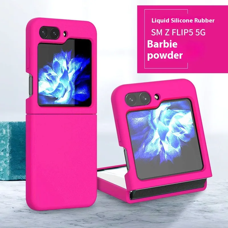 Samsung Z Flip 5 liquid silicone phone case in black with all-inclusive foldable screen protection