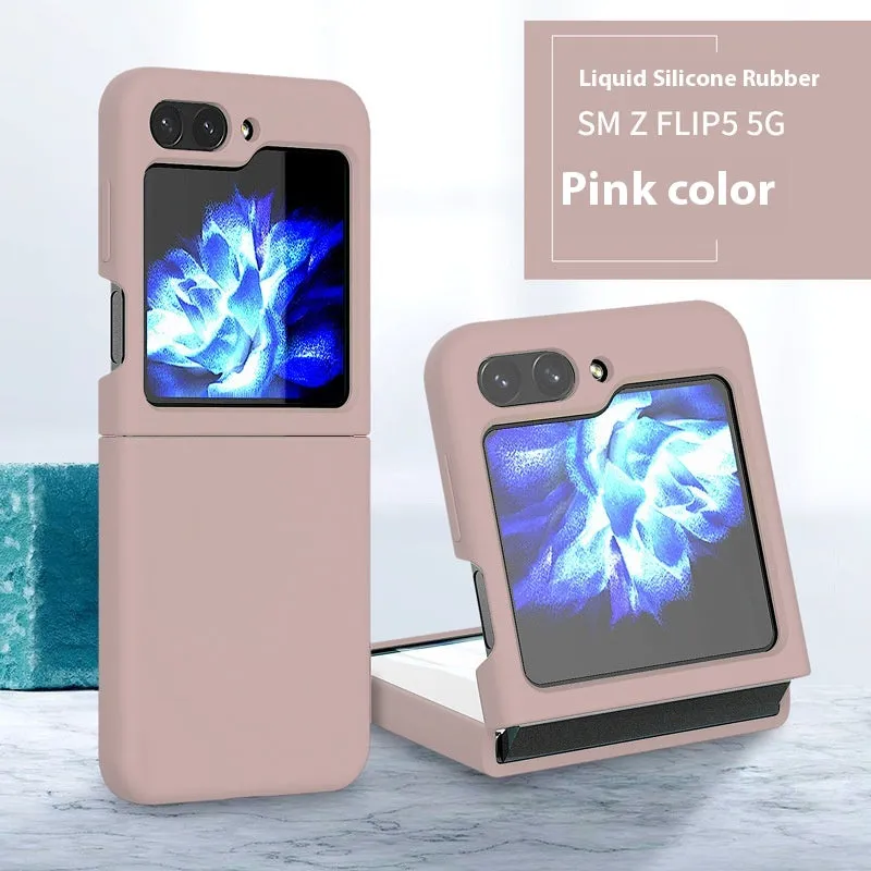 Samsung Z Flip 5 liquid silicone phone case in black with all-inclusive foldable screen protection