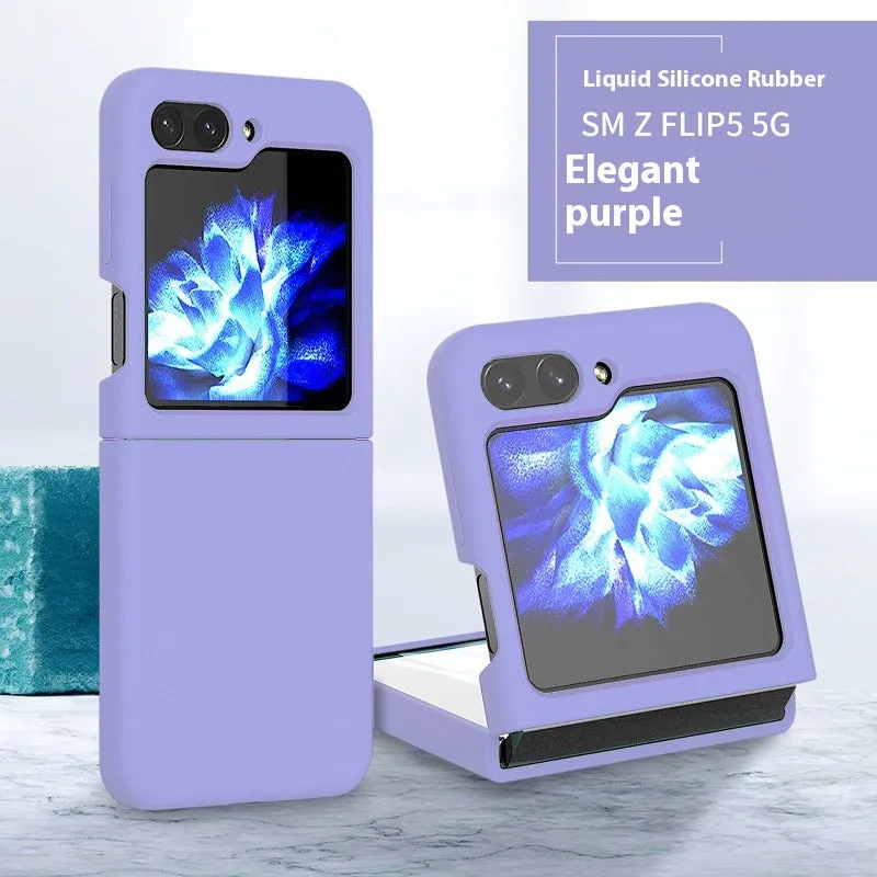 Samsung Z Flip 5 liquid silicone phone case in black with all-inclusive foldable screen protection