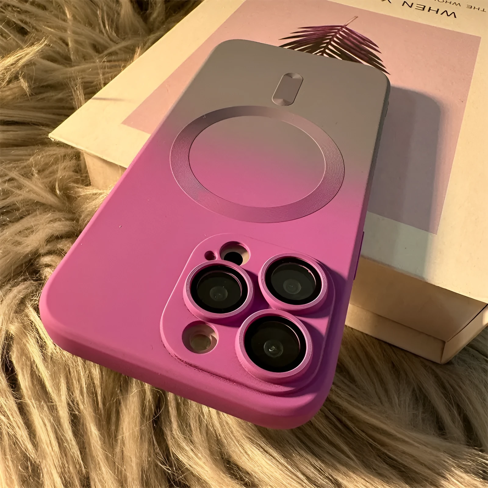 Liquid silicone two-tone gradient magnetic phone case for iPhone 15 series in blue green colour