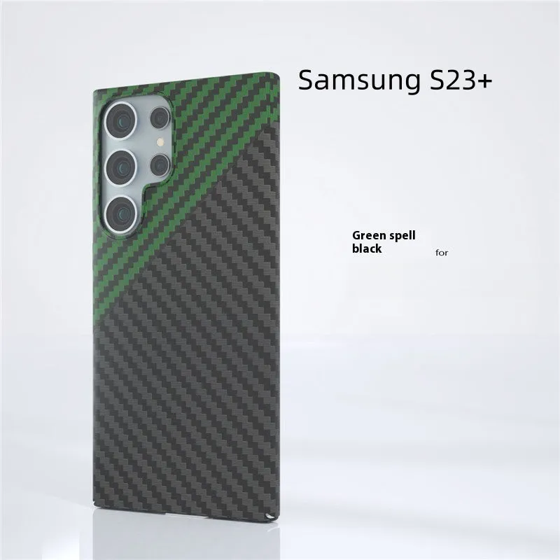 Water sticker carbon fiber PC hard shell phone case for Samsung S23, frosted finish, black colour
