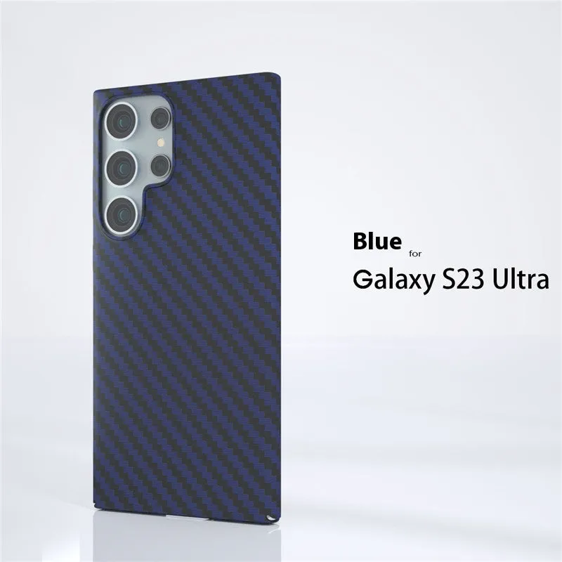 Water sticker carbon fiber PC hard shell phone case for Samsung S23, frosted finish, black colour