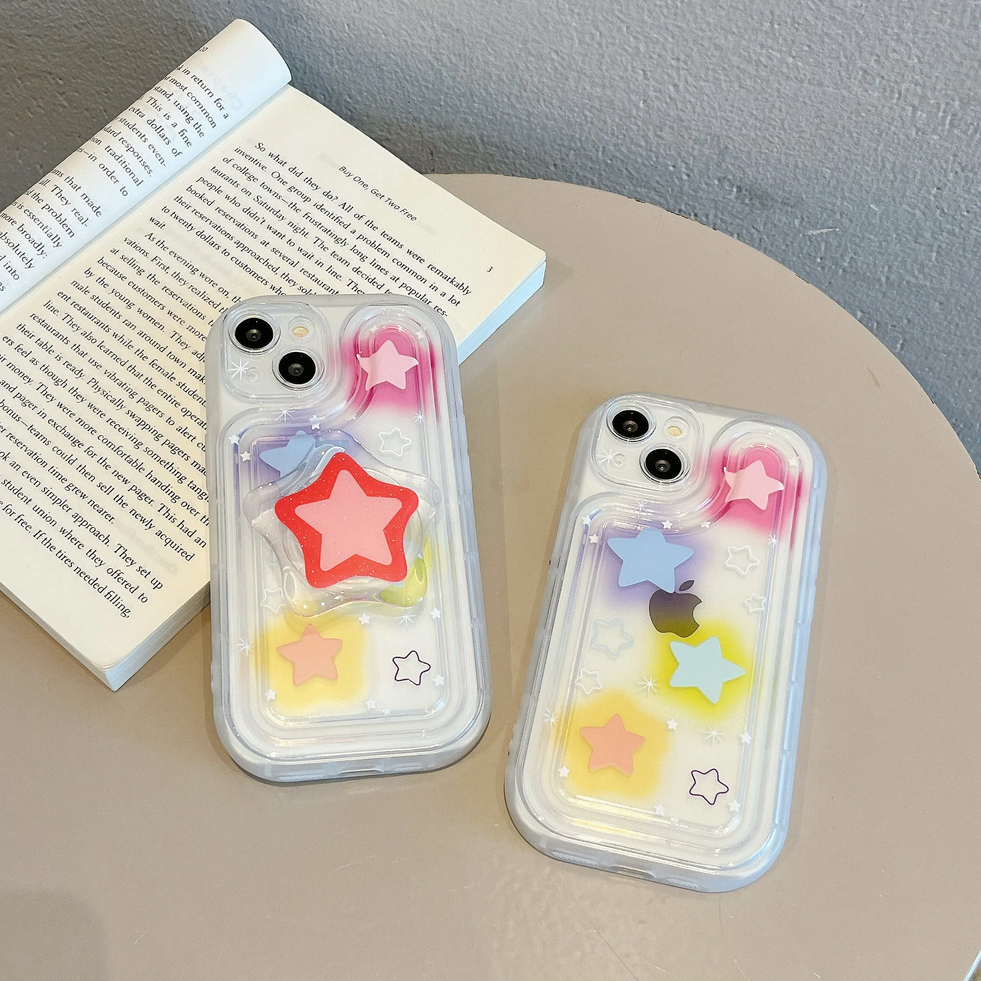 Blooming color TPU phone case with built-in bracket on an iPhone, showing airbag edge design