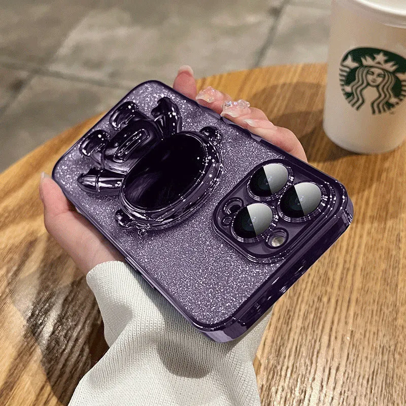 Astronaut glitter TPU phone case with bracket for iPhone 13 Pro Max, dark purple colour