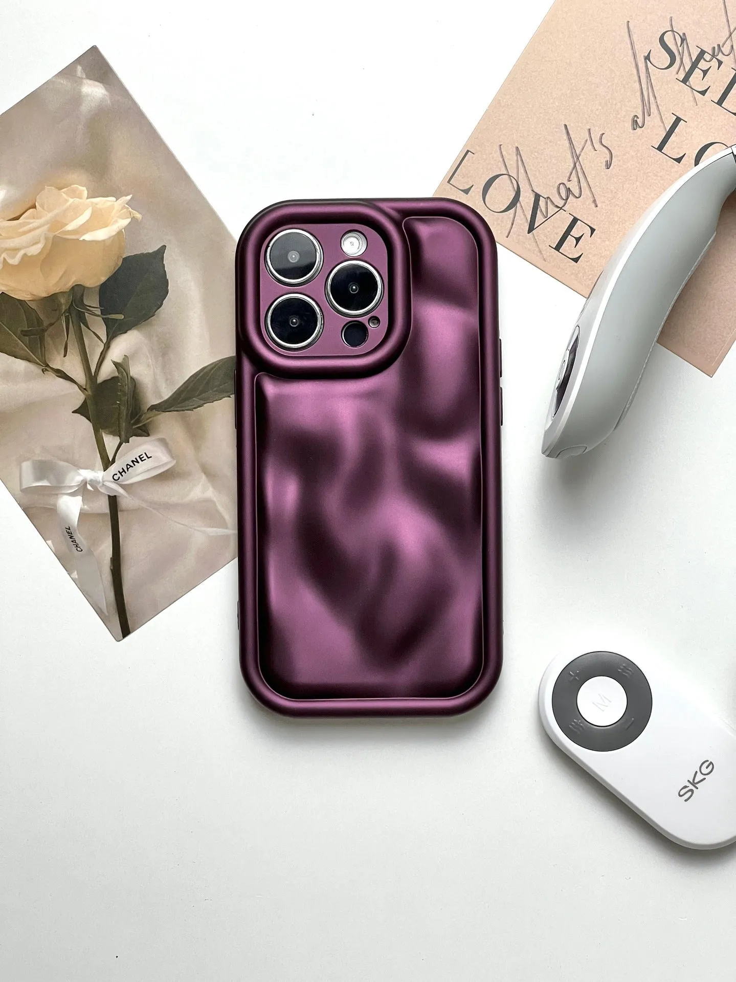 Solid colour meteorite pattern TPU phone case for Apple iPhone with electroplating finish in Antique White, Black, Wine Red