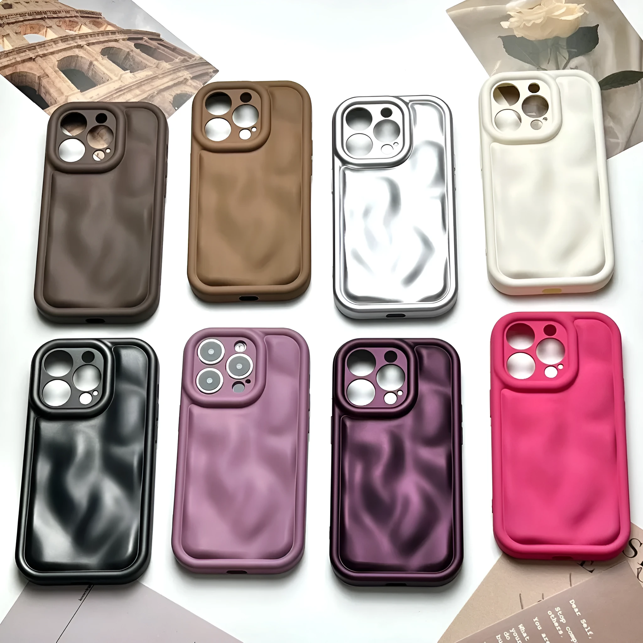 Solid colour meteorite pattern TPU phone case for Apple iPhone with electroplating finish in Antique White, Black, Wine Red